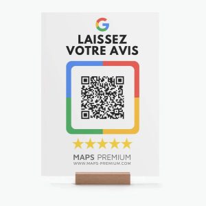 Présentoir Carte Carton Epais 10X15 QR Code Avis Google + Support en Bois